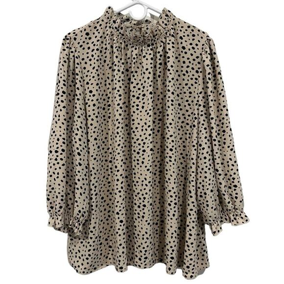 Women Top 2XL Plus Size Animal Print Ruffle Business Career Blouse Top Mob Wife - Picture 1 of 8